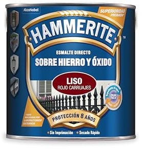 Hammerite Esmalte directo sobre hierro y óxido Liso Brillante Rojo Carruajes 2,5 L