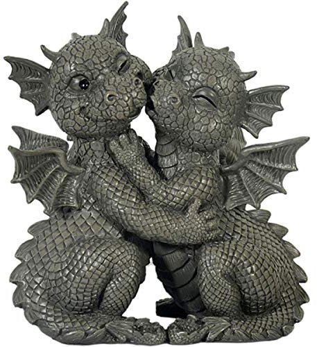 MC Gartenfigur Gartendrache - Modell Liebespaar - Fantasy Figur Deko Drache Garten