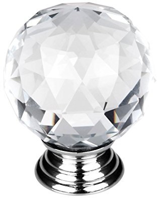 sourcing map 10Pcs Diamant-Form Kristall Glas Schublade Schrank Ziehgriff Knopf golden Kugel Kristall Transparent & Silber 1 Stück