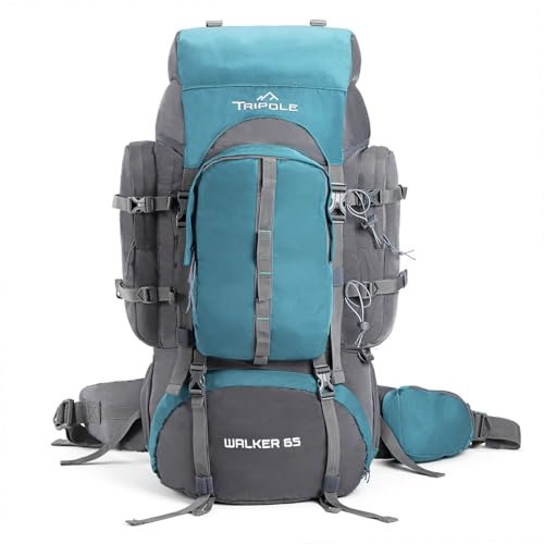 Tripole Walker 65 Litres Rucksack | Internal Frame with Metal Rod | Rain Cover | Bottom Opening | Laptop Section