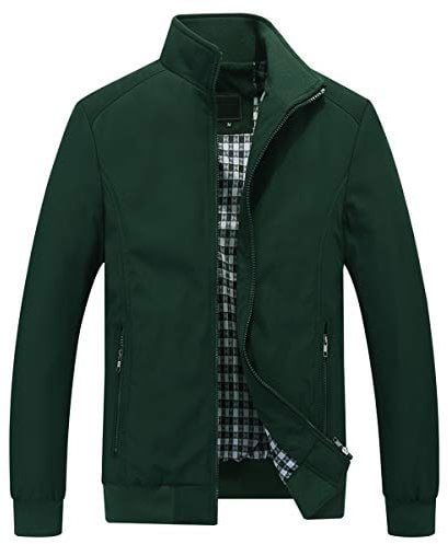 YOUTHUP Herren Jacke Leichte Freizeit Übergangsjacke Langarm Sommer Bomberjacke Outdoor Sportjacke, Grün, L