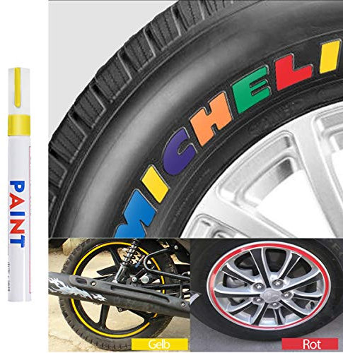 Qbisolo Reifenfarbe Marker Pens, wasserdichte Permanent Pen Reifenstift Marker Stift für Auto Motorrad Reifenprofil Fahrradreifen
