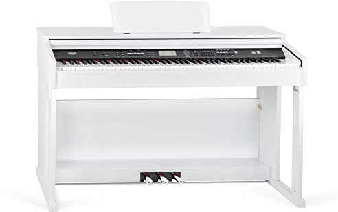 FunKey DP-2688A WH Digitalpiano - 88 anschlagsdynamische Tasten - Hammermechanik - 128-fach polyphon - 360 Sounds - 160 Styles - versenkbare Tastaturabdeckung - MP3-Player - 3 Pedale - weiß Hochglanz