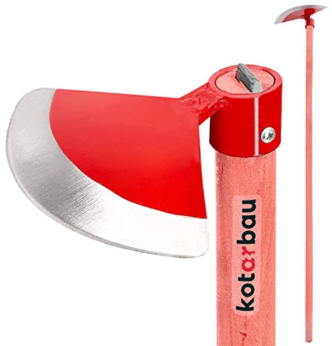 KOTARBAU Zappa da giardino semicircolare, 220 x 105 mm, con manico 119 cm, zappa da giardino per trapianti, diserbo, cura del giardino