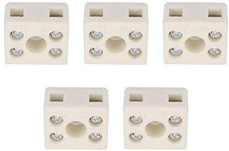 Weikeya Morsettiera in ceramica, connettori in ceramica di porcellana, 22 x 18 x 13 mm, 425 °C, isolamento in ceramica, fatto di rame,Morsettiera