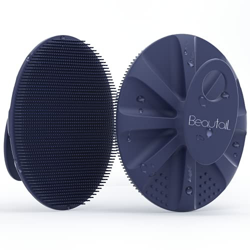 BEAUTAIL Körperbürste aus Silikon, Badebürste Dusche Duschbürste, Körper Bürsten, Peelingbürste, Weiche Borsten und Sanftes Peeling, perfekt für Frauen, Männer, Babys, Empfindliche Haut, 1 Stück, Blau