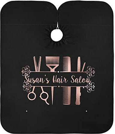 Personalisierbarer Friseurumhang, Rotgold, personalisierter professioneller Friseursalon-Umhang, wasserdichter Haarschnitt-Werkzeuge, Bart-Rasier-Lätzchen für Zuhause und Friseurladen, 165 x 140 cm
