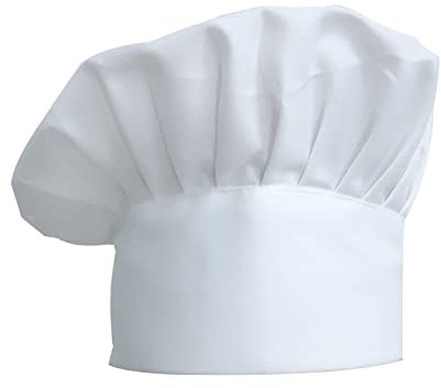 ZKSMNB Kochmütze Unisex Koch Hut aus Poly Baumwolle Gastromützen mit Einstellbar Gummiband Kochhaube für Männer, Frauen, Kochen, Weiß, 30mm, 1 Stück