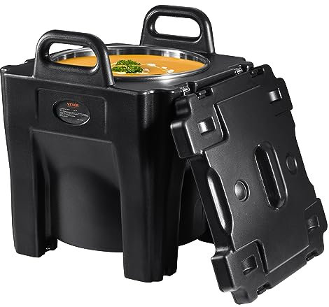 VEVOR Insulated Food Carrier, 32Qt Capacity, Stackable Catering Hot Box with Stainless Steel Barrel, Top Load LLDPE Food Warmer with Integral Handles Buckles Stationary Base, for Restaurant Canteen, B