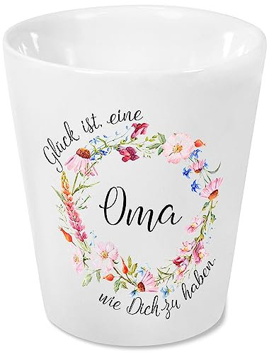 True Statements bedruckter Blumentopf/Kräutertopf mit Spruch Glück ist, eine Oma wie Dich zu haben - originelle Geschenkidee - perfekt als Dekoration