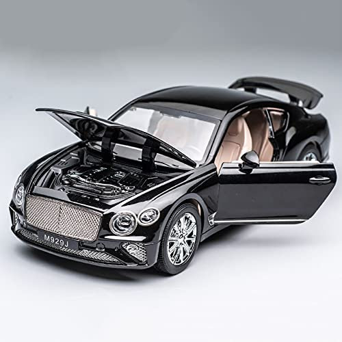WangXLDD 1/24 Legierungsautomodell, kompatibel mit Bentley Continental GT, Simulationsautomodell, Druckgussfahrzeuge, Ornamente, großer Junge, Metallspielzeugauto (Black)