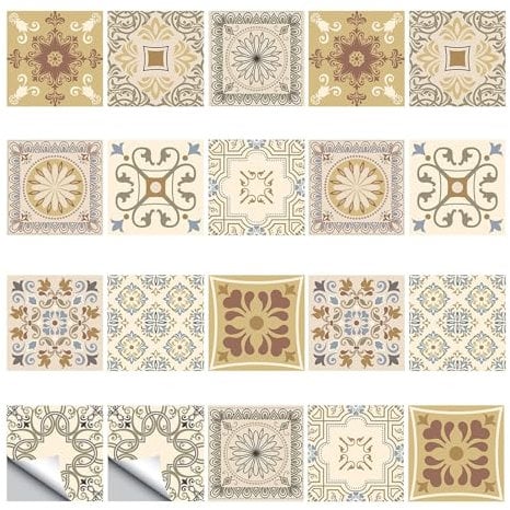 20 Stück Bunt Fliesenaufkleber Fliesenaufkleber 15x15 Mosaik Küche Wandaufkleber Fliesen Sticker Mosaik Küche Fliesenfolie Wandfliese Aufkleber Fliesensticker Badezimmer Fliesen Aufkleber