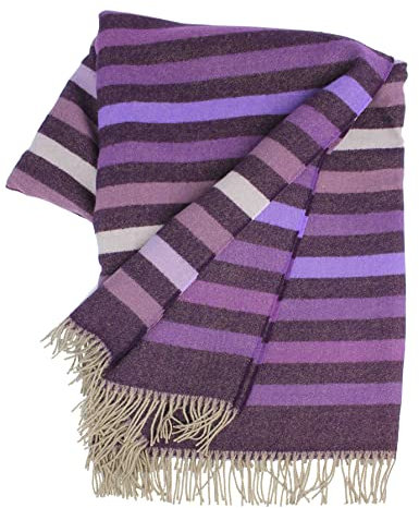 Rotfuchs Decke Wolldecke Kuscheldecke Plaid Wohndecke Streifen violett 100% Wolle (Merino)