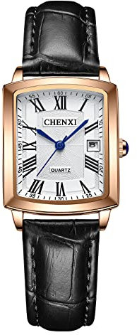 Avaner Damen Armbanduhr mit römischen Ziffern Quarzuhr für Damen in einem schlichten und eleganten rechteckigen Gehäuse Lederarmband Uhr für Frauen