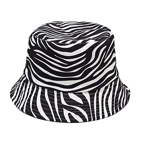 Hearda Fischerhüte für Damen Sommer, Unisex Baumwolle Sonnenhut Wendbares Sommerhut Faltbar Anglerhut für Outdoor, Reisen, Wandern, Camping, Einkaufen (M(56-58cm),Zebra)