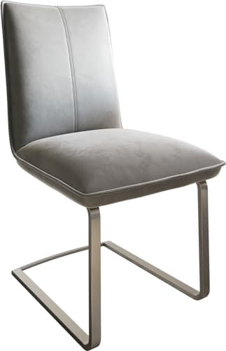 Schwingstuhl Lelio-Flex Freischwinger flach Edelstahl Samt Grau Taschenfederkern