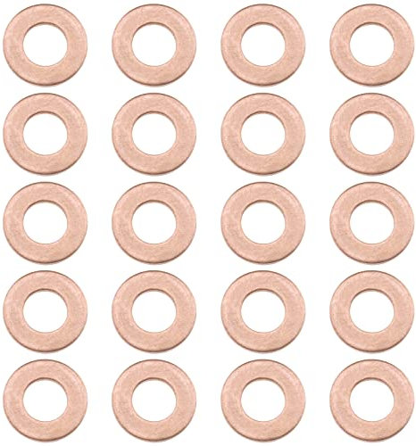 VGOL 50pcs Cuivre Écraser Rondelles Plat de Voiture Joints d'étanchéité Plaque Anneaux Bouchon de Vidange Rondelle 031333 30735089 11137804900 20mm Diamètre Extérieur 10mm Diamètre Intérieur