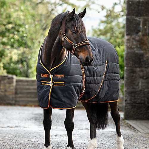 Horseware Rambo Stable Rug medium 200g - Black/Orange, Größe:100