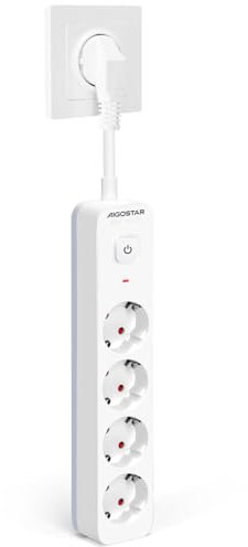 Aigostar Regleta Enchufe, Alargador Enchufe de 4 Tomas, Enchufe Multiple Regleta con Interruptor, Blanco