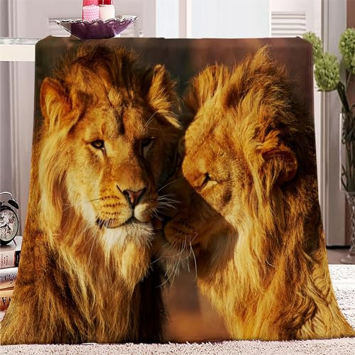 Kuscheldecke 130 x 150cm tierischer brauner Löwe 3D Druck Fleecedecke Flanelldecke Weich Wohndecke Sofadecke Zweiseitige Decke Für Kinder Jungen Erwachsene