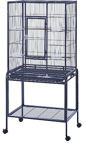 Panana Großer Wellensittichkäfig aus Metall, Vogelkäfig mit Ständer, rollender Papageienkäfig für Nymphensittiche, Graupapageien, Sittiche, Finken, Kanarienvogel, Flugkäfig für kleine Haustiertiere