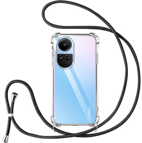 Vauki Handykette für Oppo Reno 10 5G /Oppo Reno 10 Pro 5G Hülle mit Band Handyhülle Silikon Transparent zum Umhängen Stoßfest mit Kordel Necklace Schnur TPU Bumper Case für Reno 10 5G 6.7 Zoll