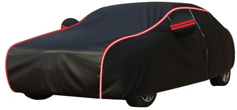 Auto Autoabdeckung Abdeckplane für Alfa Romeo Stelvio (949) 2017-2022, 100% Wetterfeste Sonne Staub Schutz Kratzer Beweis Vollgarage Autoplane,A/Black Red