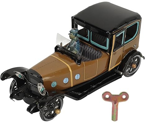 Retro Wind Up Car Toy, Tinplate Cute Clockwork Vintage Car Toy Handcrafted Sturdy Easy to Use Compact for Adults for Collection