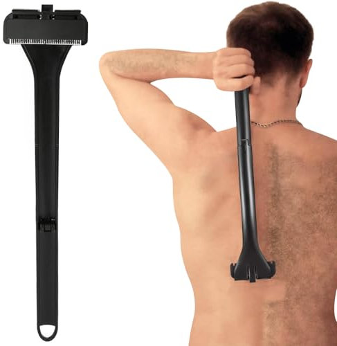 Dhqkqg Rückenhaarentferner, Rückenrasierer Abnehmbar Körperrasierer Herren, Faltbare Rücken-Rasierapparate Herrenrasierer, Ergonomischer Griff, Effektive Rückenrasur