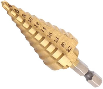 Fongmore 4-22mm acero de alta velocidad titanio recubierto paso taladro de acero de alta velocidad 1/4 mango hexagonal cambio rápido taladro cónico metal plástico madera agujero fresa