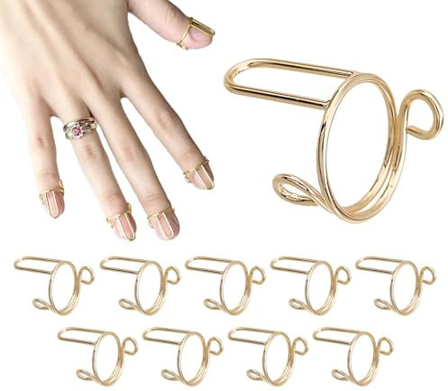 10st Nagel Ringe, Wudu Nagel Ring, Verstellbar Fingernagelringe Wiederverwendbar Abnehmbares Nail Rings, Ring Damen, Zum Tragen Von Maniküre-Nägeln