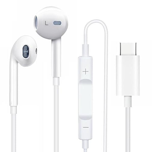 Écouteurs USB-C, son stéréo filaire, microphone, contrôle du volume, compatibles avec iPhone 15 Plus/Pro Max/Samsung S20/S21/Huawei P20 Pro/30 Pro/P40/Google
