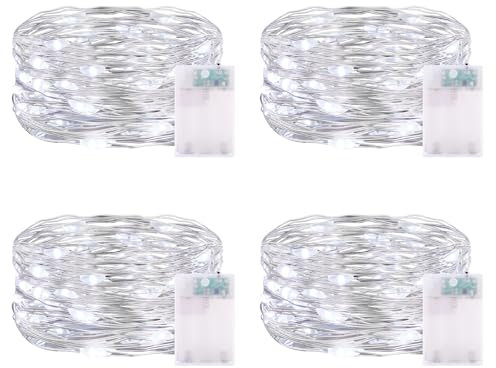 LED Lichterkette Batterie mit Timer, 4 x 50er Micro LED Lichterkette, Wasserdichte Mini Lichterkette mit Batterie für Party, Weihnachten, Halloween, Hochzeit Deko