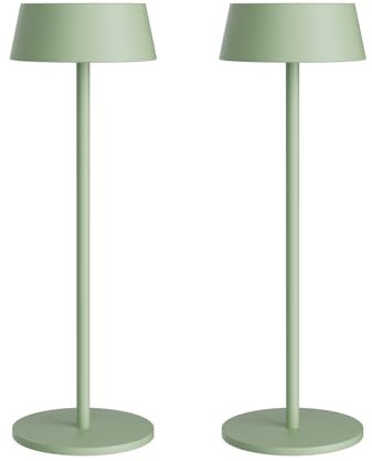 K-Bright 2 Stück LED Akku Tischleuchte, Kabellose tischlampe, 3000K warmweißes led tischlampe outdoor, Dimmbare Tischlampe Geeignet Für Abendessen, Lesen, Schlafzimmer, Garten Und Vieles Mehr Grün