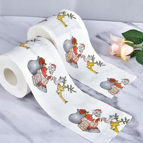 Papier toilette, série de motifs de Noël, papier toilette amusant, décoration de Noël, décoration d'intérieur, mariages festifs (1#)