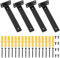 4 Pcs Équerre Étagère de Fixation, 255mm Equerre Etagere Murale, Support Etagere Murale, Supports d'étagère en Bois, Equerre de Fixation Murale, Etagere Murale Fixation Invisible Flottants, Noire