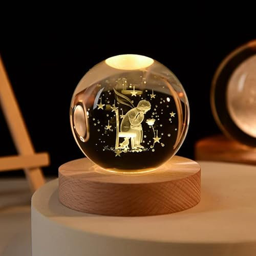 Happyhaves - Sfere stellari calmanti con sistema solare 3D, luce notturna (Il piccolo principe)