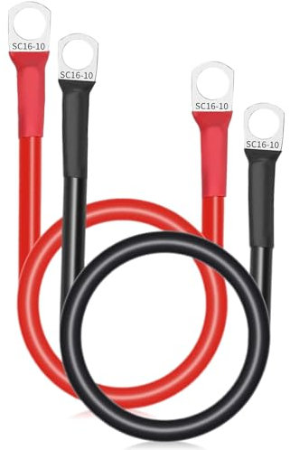 ertlutw Batteriekabel M8 30cm, 2 Stück 12V Batteriekabel 16mm² Kupfer, Autobatterie Plus Kabel Mit 2 Ösen, Auto Batterie Kabel Für Kraftfahrzeuge, Massekabel, Schiffe
