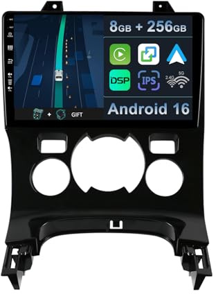 9 [8G+256G] Android 14 Radio Coche para Peugeot 3008 5008 [2009-2018] con Carplay|Android Auto|DSP|Mirror Link-GPS Navi Navegador Radio con Bluetooth 5.0/WiFi/4G/FM/360 AHD Cámara