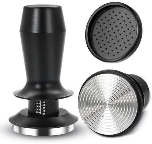 SHUTEX 51mm Kaffee Tamper mit Base Ripple Tamper und Silikonmatte | Kaffeestempel Edelstahl, Espresso Zubehör für Cafés und Kaffeeliebhaber