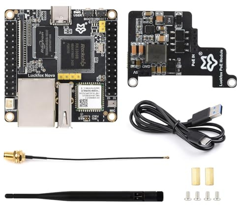Waveshare Luck-Fox Nova Micro Development Board, Based On Rockchip RK3308B, 8GB eMMC, Integrated High-Performance Audio Codec, with Wireless, with PoE Module