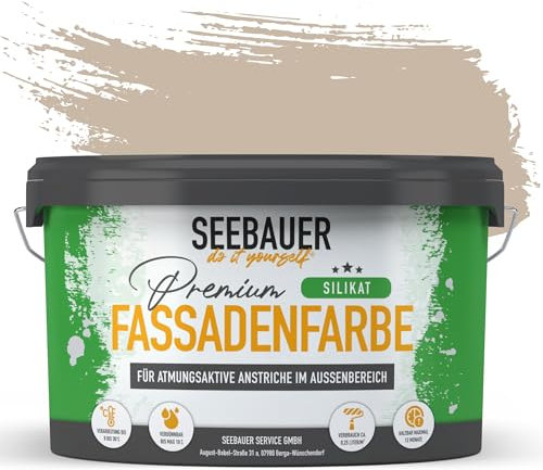 SEEBAUER diy Silikat-Fassadenfarbe Braun 10L für Außen (No. 647 Pure Earth) Atmungsaktive Mineralfarbe für Fassaden - Geeignet für Putz, Mauerwerk und Beton