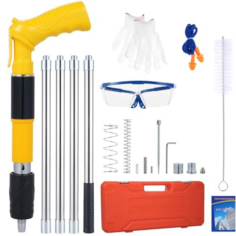 Nail Wall Fastening Tool Manual Steel Nail Gun Concrete Nail Gun Portable Nail Machine with 5 Speed Adjustable Force for Cement Wall Construction Yellow Orange ABS Material 31cm (Orange)