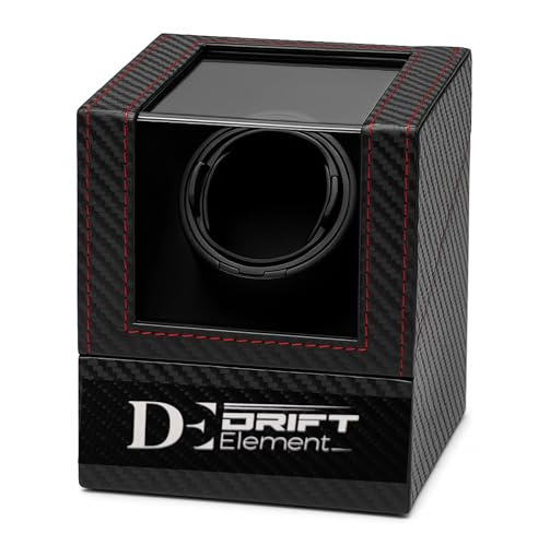 DriftElement® Uhrenbeweger – Eleganter Automatik Uhrenbeweger in Carbon-Optik mit Glasdeckel – Flüsterleise & Stylisch – Für Herren Automatikuhren