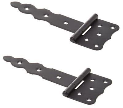 Aqbau® 2er Set Kreuzgehänge, Ladenband Scharnier, Türscharnier aussen, Torscharnier, Scharniere für gartentor, Torbänder, Türschaniere Holztür Außen (Schwarz (Pulverbeschichtet), 150 mm)