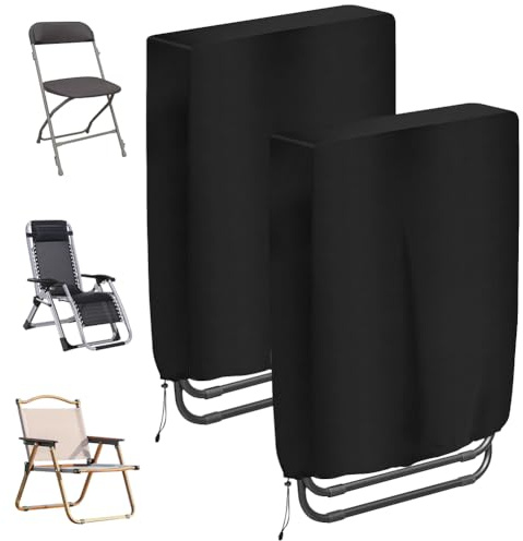 OFFCUP 2 Pezzi Copertura per Sedie Pieghevoli da Giardino Copertura Sedie Esterno per Sdraio Giardino Tessuto Oxford 210D Impermeabile, Antivento Anti-UV per Sedia a Sdraio Mobili da Giardino