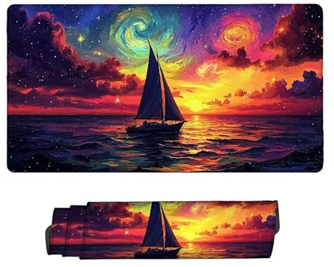 Mouse Mat | Large Gaming Mouse Pad 1000 x 500 x 3 mm | Gaming Mousepad | Desk Mat | Improved Precision and Speed | Rubber Base for Stable Grip on Smooth Surfaces | Keyboard Mats (Star Sailboat) F-853