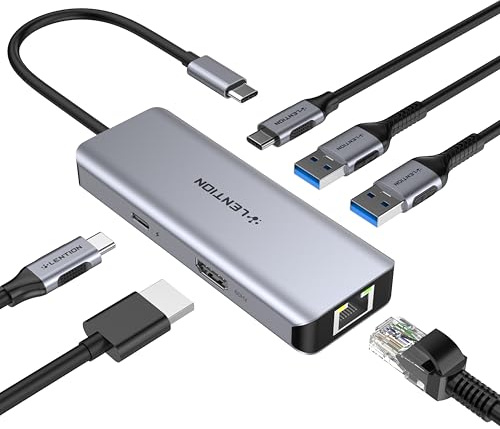 LENTION USB C Hub Gigabit Ethernet RJ45, 4K60Hz HDMI, 100W PD, 2A1C USB 3.0 | 6-in-1 LAN Adapter USB C auf HDMI Docking Station kompatibel MacBook Neo, macOS, iOS/iPadOS, ChromeOS, Windows Laptops - C26