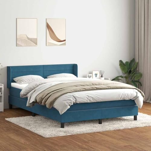 YuuSsea Boxspringbett mit Matratze Dunkelblau 140x220 cm, Samtbezug, Taschenfederkern, verstellbares Kopfteil, Schlafzimmer Möbel