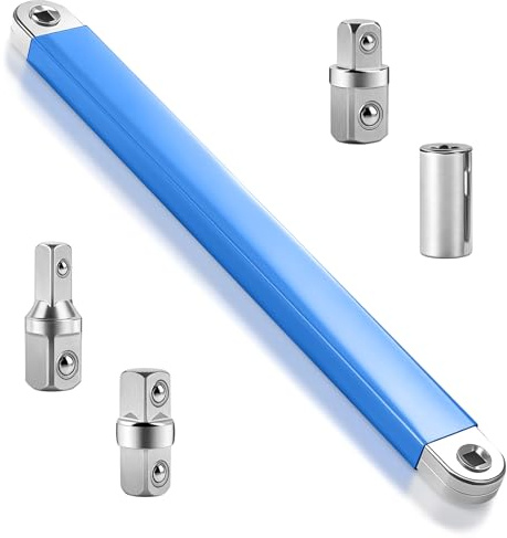 Offset Extension Wrench with Square Drive Adapters, Tight Reach Wrench Set, Universal Automotive Repair Tool, Multifunctional Lever, Dual-Head Spanner for Handling Confined Space (1/2, 1/4, 3/8)